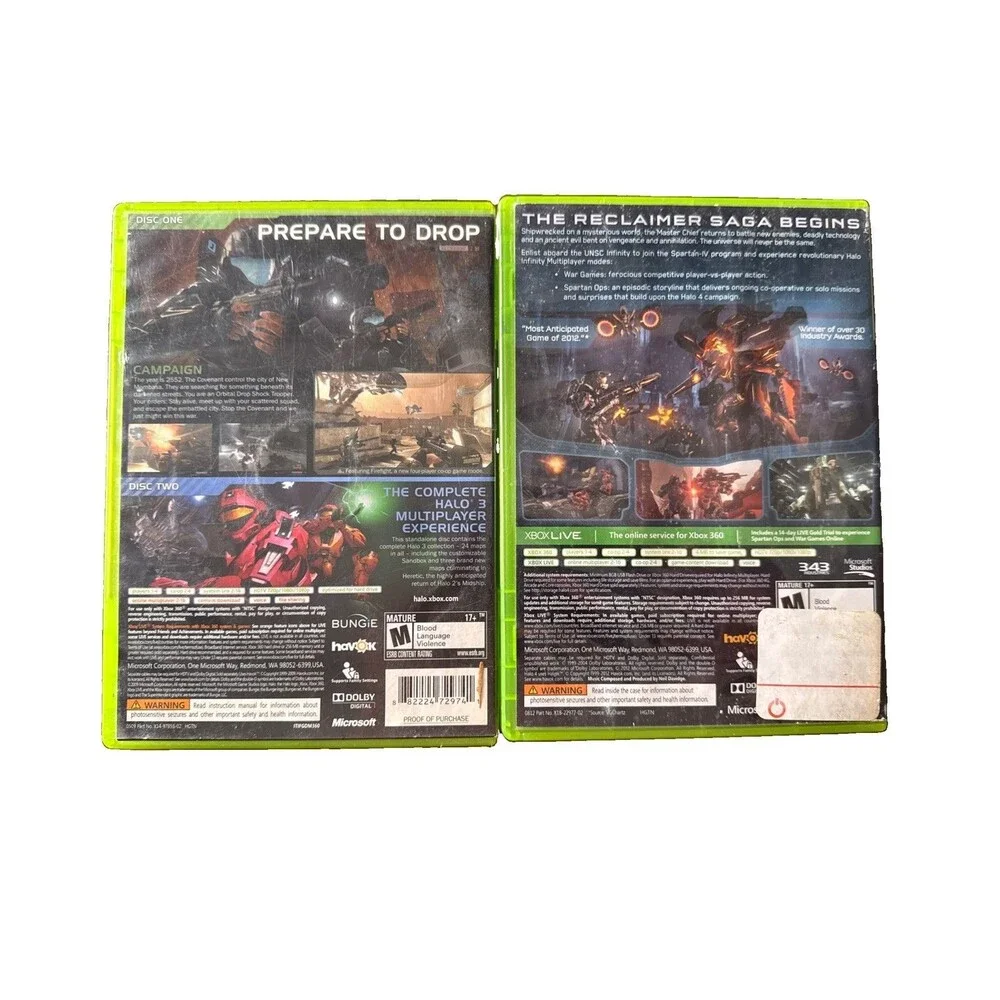 Halo 2 Game Lot Halo 3 ODST & Halo 4 Xbox360